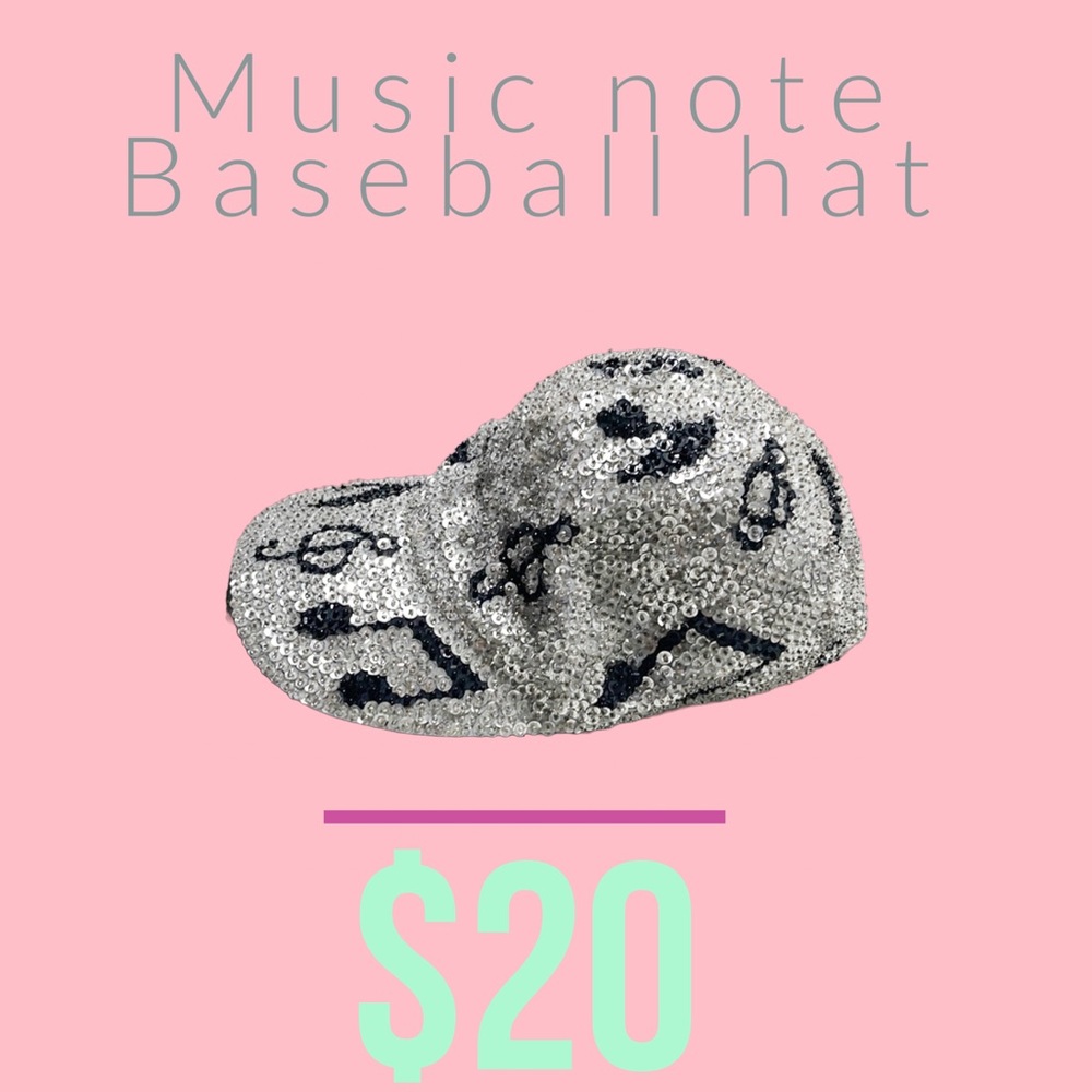 Sequin music note baseball hat, for Halloween or musician, stage  costume